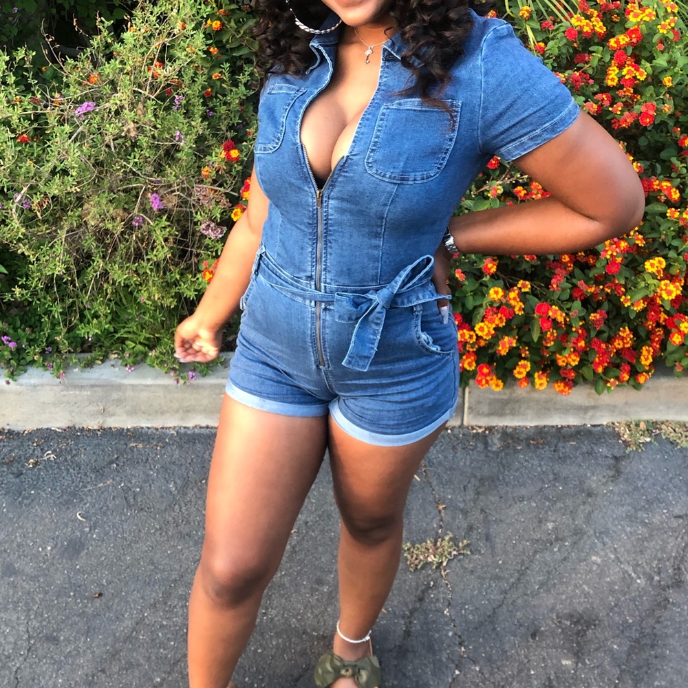 Fashion Nova Denim Romper